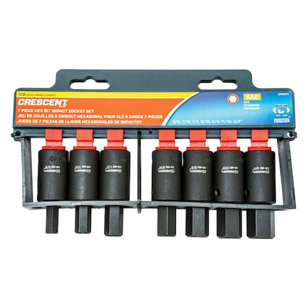 Crescent Crescent Assorted Sizes X 1/2 in. drive SAE 6 Point Hex Bit Socket Set 7 pc CIMBS11